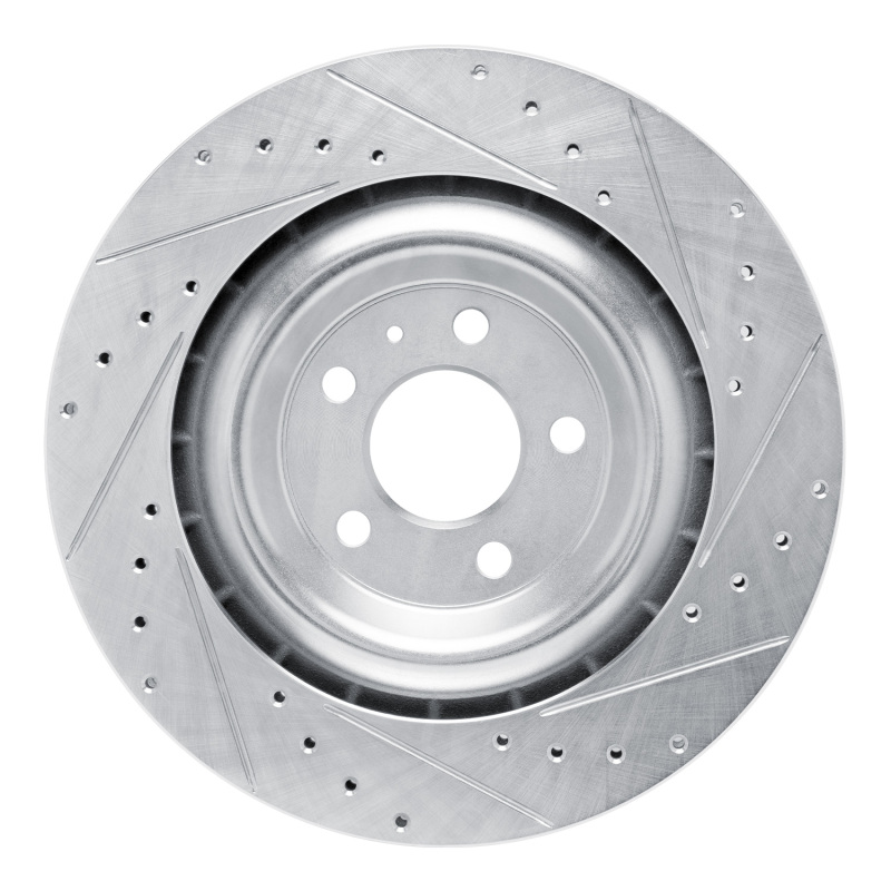 Porsche Macan Brake Rotor (1) - Rear Left - R1 Concepts - Drilled & Slotted - Silver - `15-`18